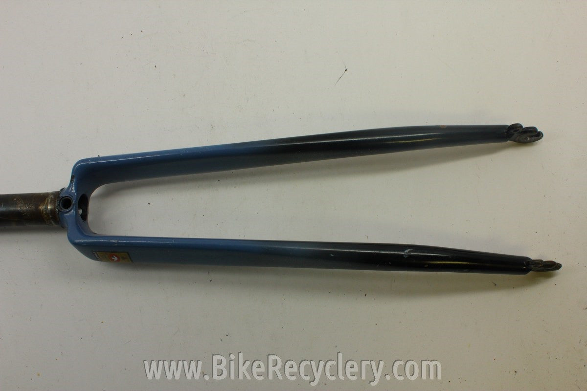 Vintage Columbus Max Steel Aero Fork: 1" Threaded, Blue/Black, Fender Eyelets