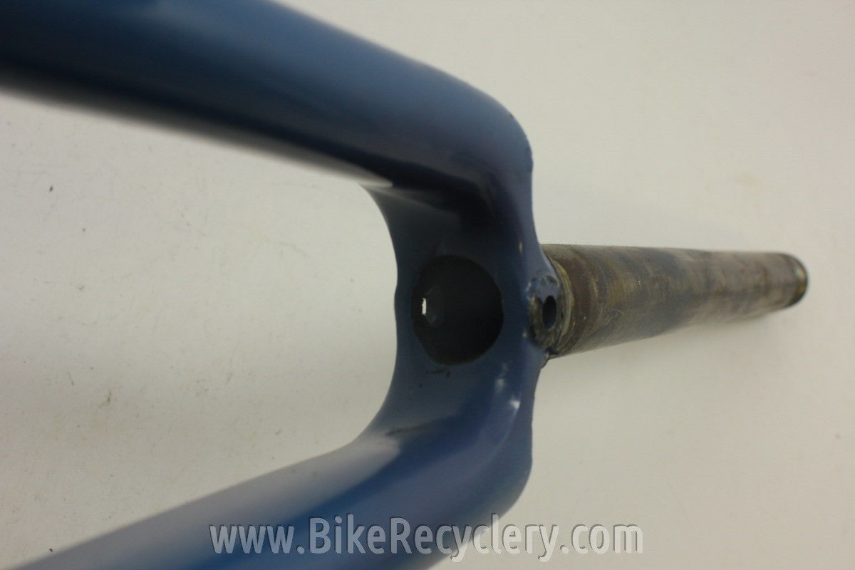 Vintage Columbus Max Steel Aero Fork: 1" Threaded, Blue/Black, Fender Eyelets