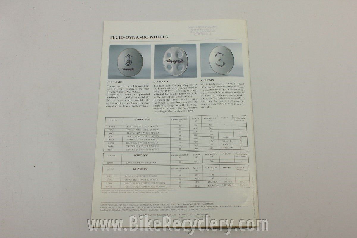 1992 Campagnolo Catalog: Off-Road Range, Road Range, Rims