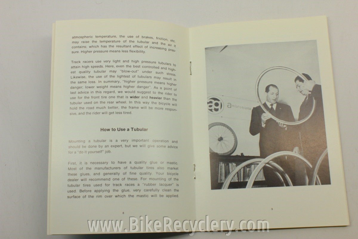 1970's Bicycle Tubular Tire Guide Book w/ Cool B/W Post Card Photos Fausto Coppi