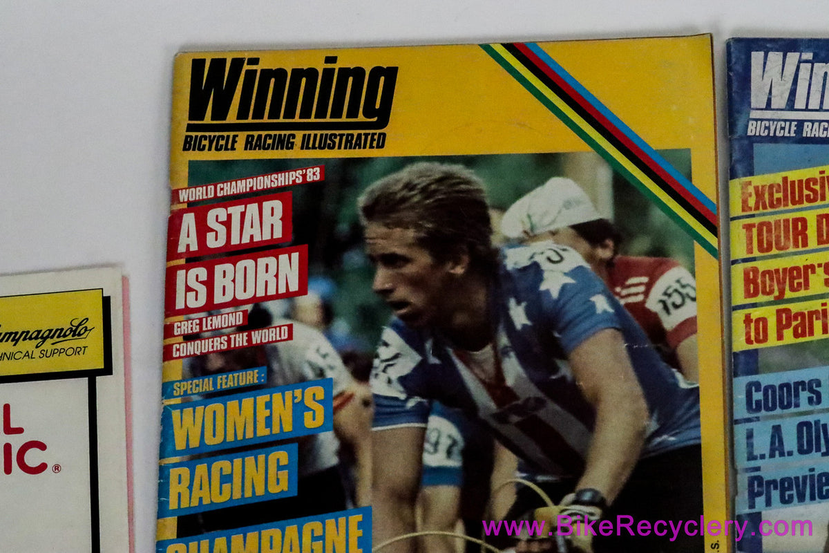 Winning Bicycle Racing Illustrated Magazine LOT: 1983-1985 - Lemond Moser Kelly Boyer Fignon + Coors Classic Map