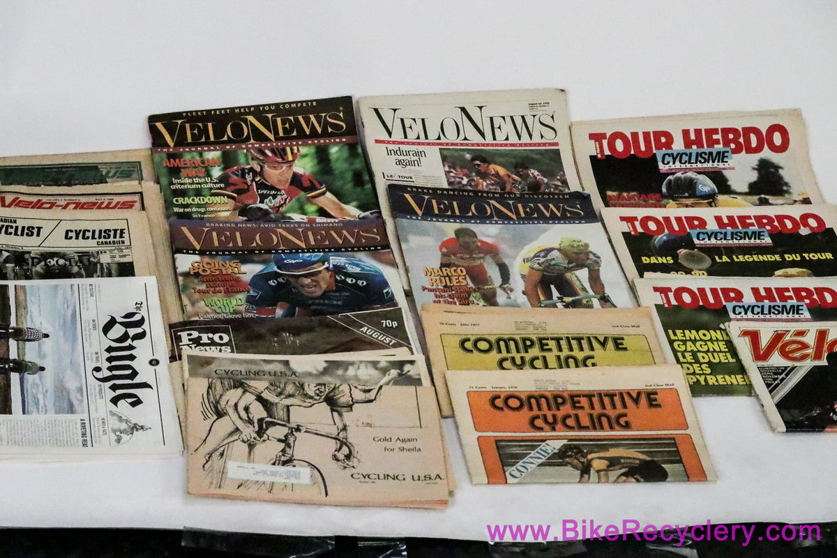 Vintage Bike Magazine Lot of 16: Velo News - Cyclisme International - Competitive Cycling - The Bugle - Miguel Indurain - Marco Pantani - 1980's 1990's - 2000's