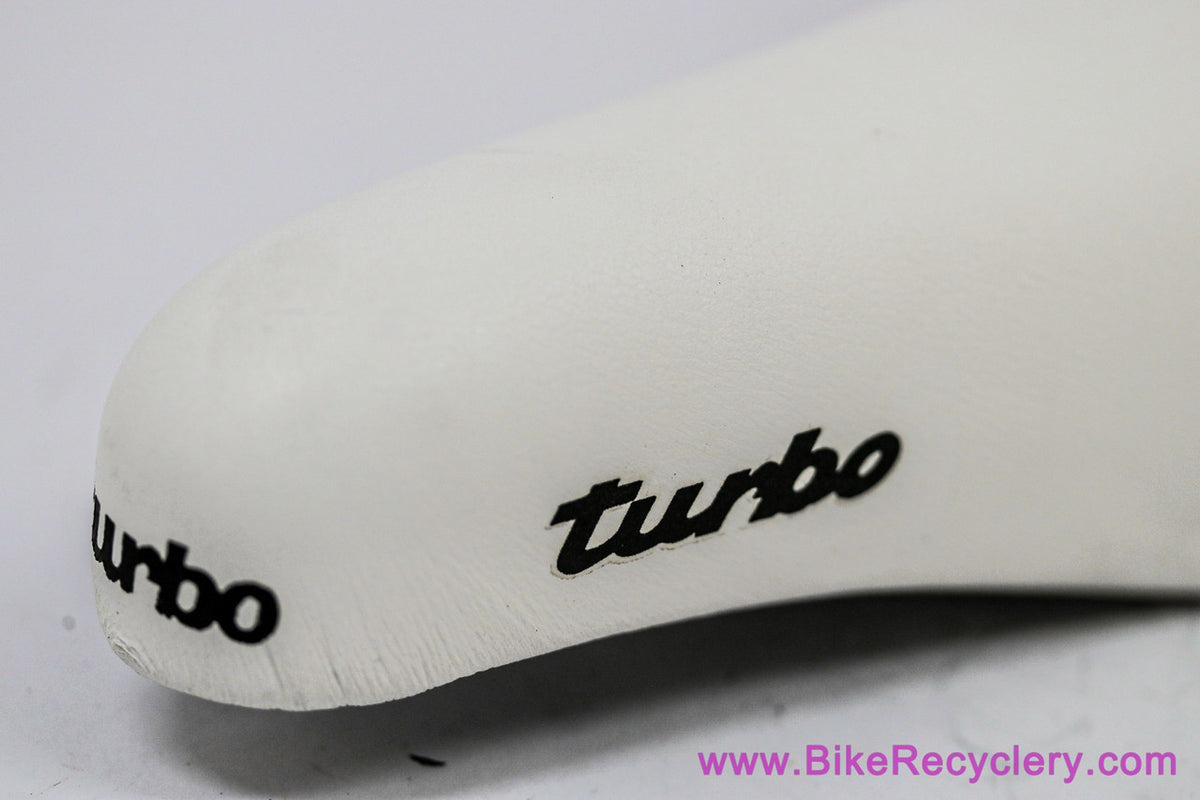 Selle Italia L. Turbo Saddle: Smooth White Leather - Shorter/Wider Version