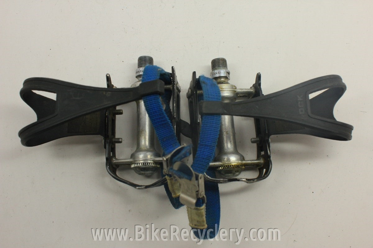 Campagnolo Record SL Superleggeri Pedals: Black w/ Blue Campagnolo Toe Straps