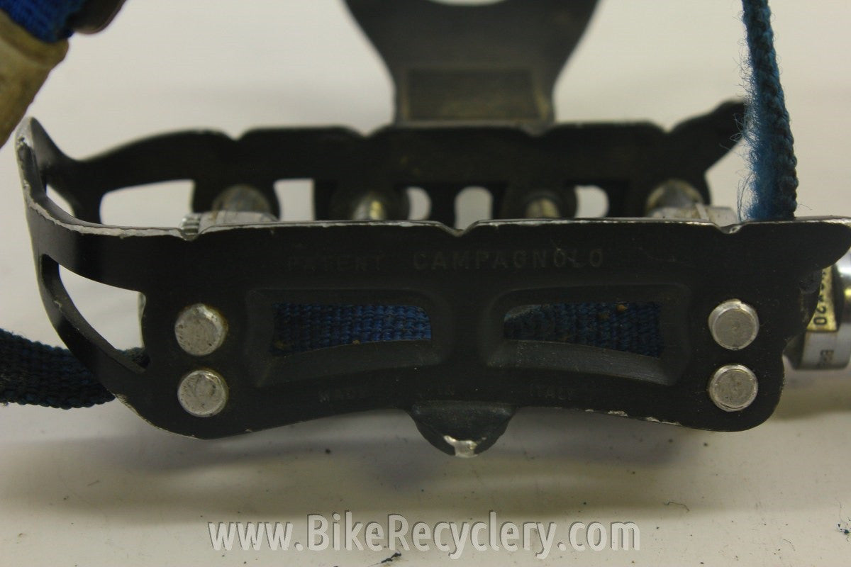 Campagnolo Record SL Superleggeri Pedals: Black w/ Blue Campagnolo Toe Straps