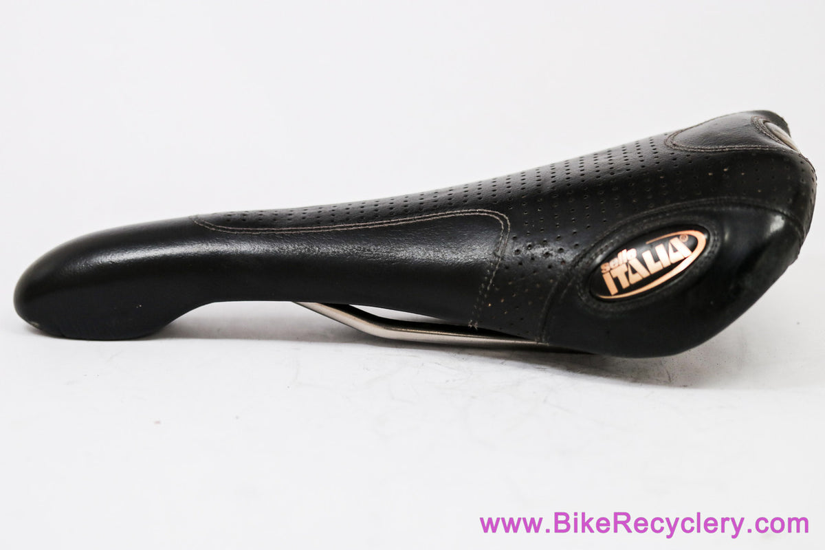 Selle Italia Flite Titanium Genuine Gel: Perforated Black Leather - 2003