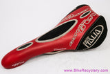 Selle Italia Flite Titanium Genuine Gel:  Red  Leather + Black Kevlar - 1999 (Near Mint+)