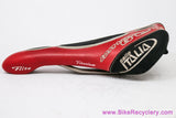 Selle Italia Flite Titanium Genuine Gel:  Red  Leather + Black Kevlar - 1999 (Near Mint+)