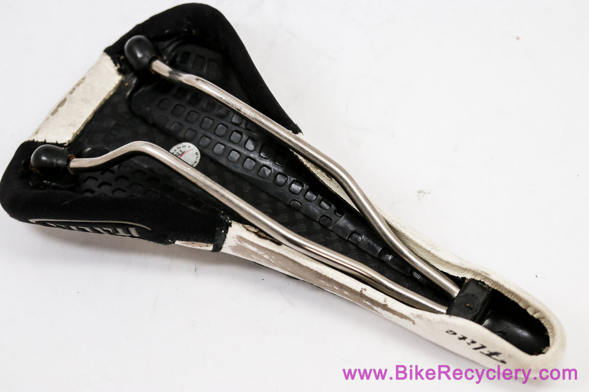 Selle Italia Flite Titanium Genuine Gel:  White Perforated Leather + Kevlar - 2001