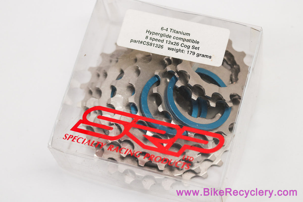 NIB/NOS SRP Titanium 8 Speed Cassette: Road 13-26T - Shimano HG - Blue Spacers
