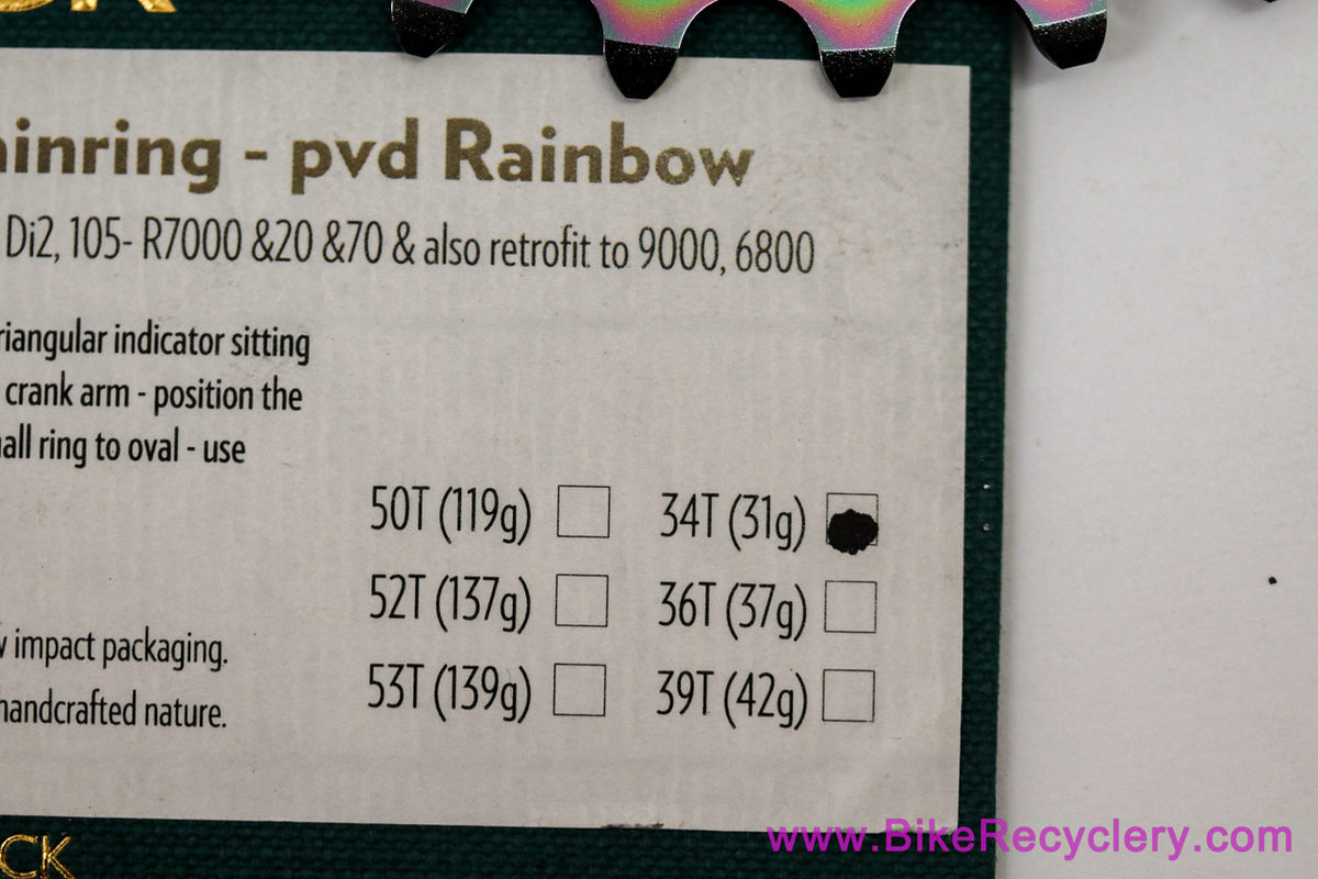 absoluteBLACK Premium Oval Chainring PVD Rainbow: 34t - Shimano Dura Ace 9100 & Ultegra 8000 (NEW)