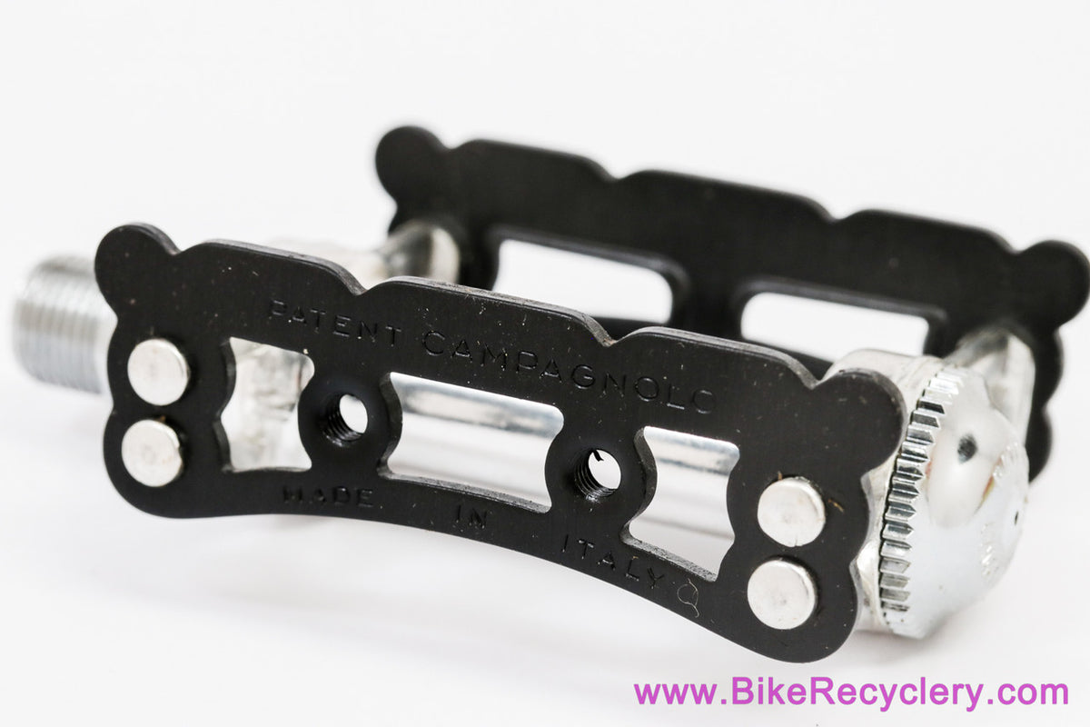 NIB/NOS Campagnolo Record Superleggeri #1038/A Pista Pedals: Black - Toe Clip Bolts - Track