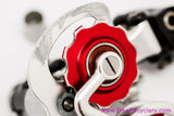 Campagnolo Super Record 4001 Rear Derailleur: Red Bullseye Pulleys - Pat 1984 (Near MINT+ Low Miles)
