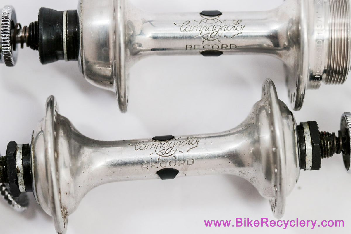 Campagnolo Nuovo Record Low Flange Hubset: 36H x 126mm - Curved QR - Front/Rear - BSA (Near Mint+ Perfect Bearings)