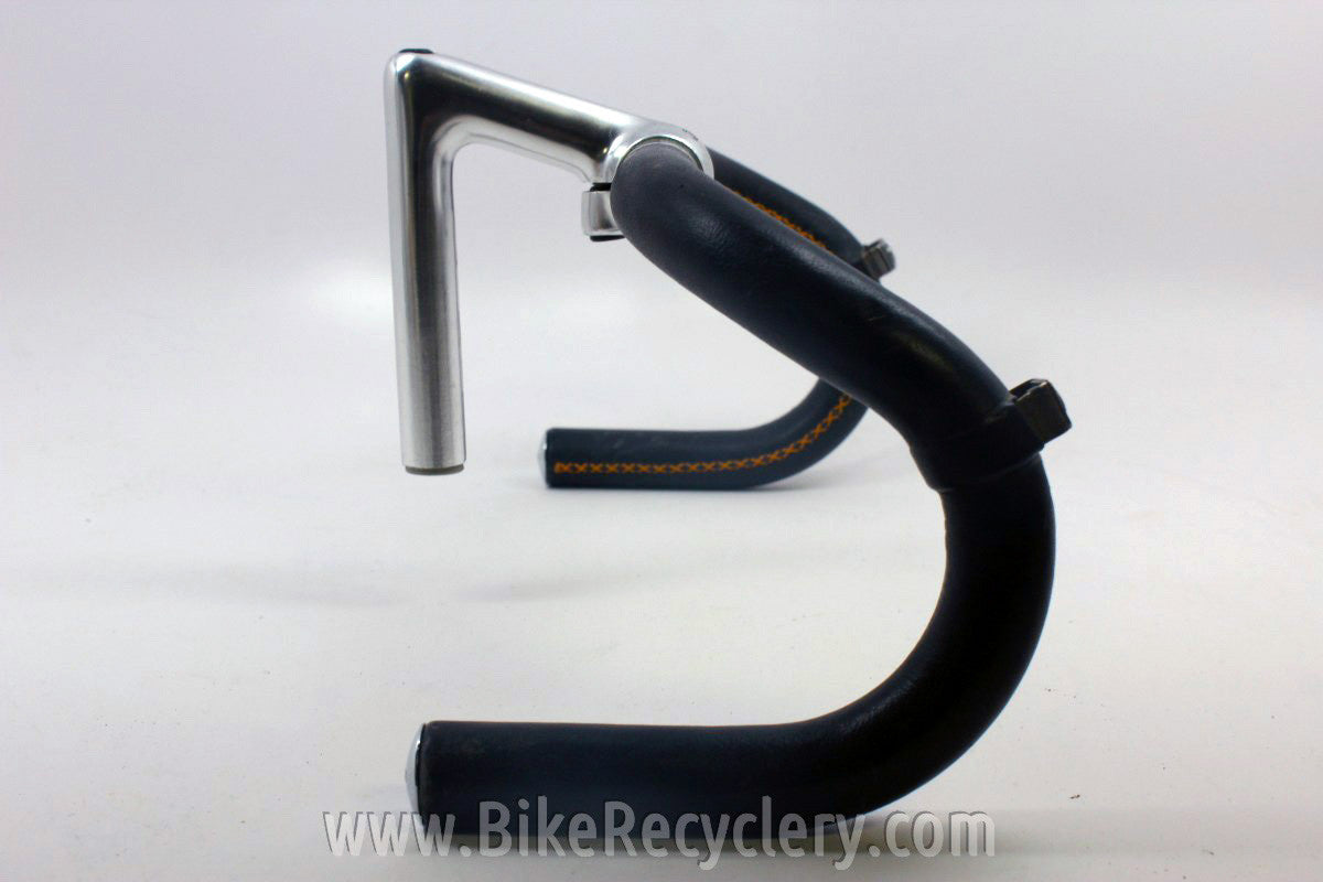 Hand Stitched Leather Handlebar Wrap on 3TTT Competizione, Criterium 90mm Stem Black/Gold