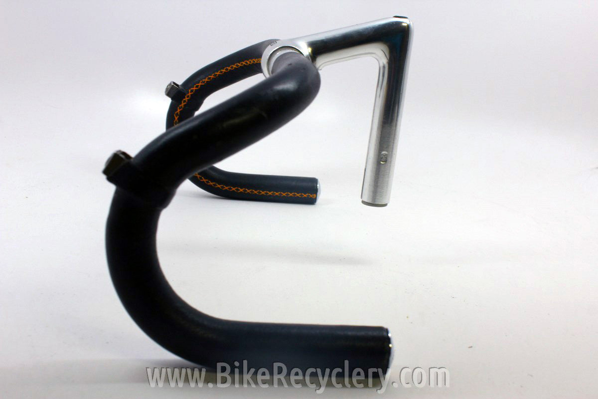 Hand Stitched Leather Handlebar Wrap on 3TTT Competizione, Criterium 90mm Stem Black/Gold