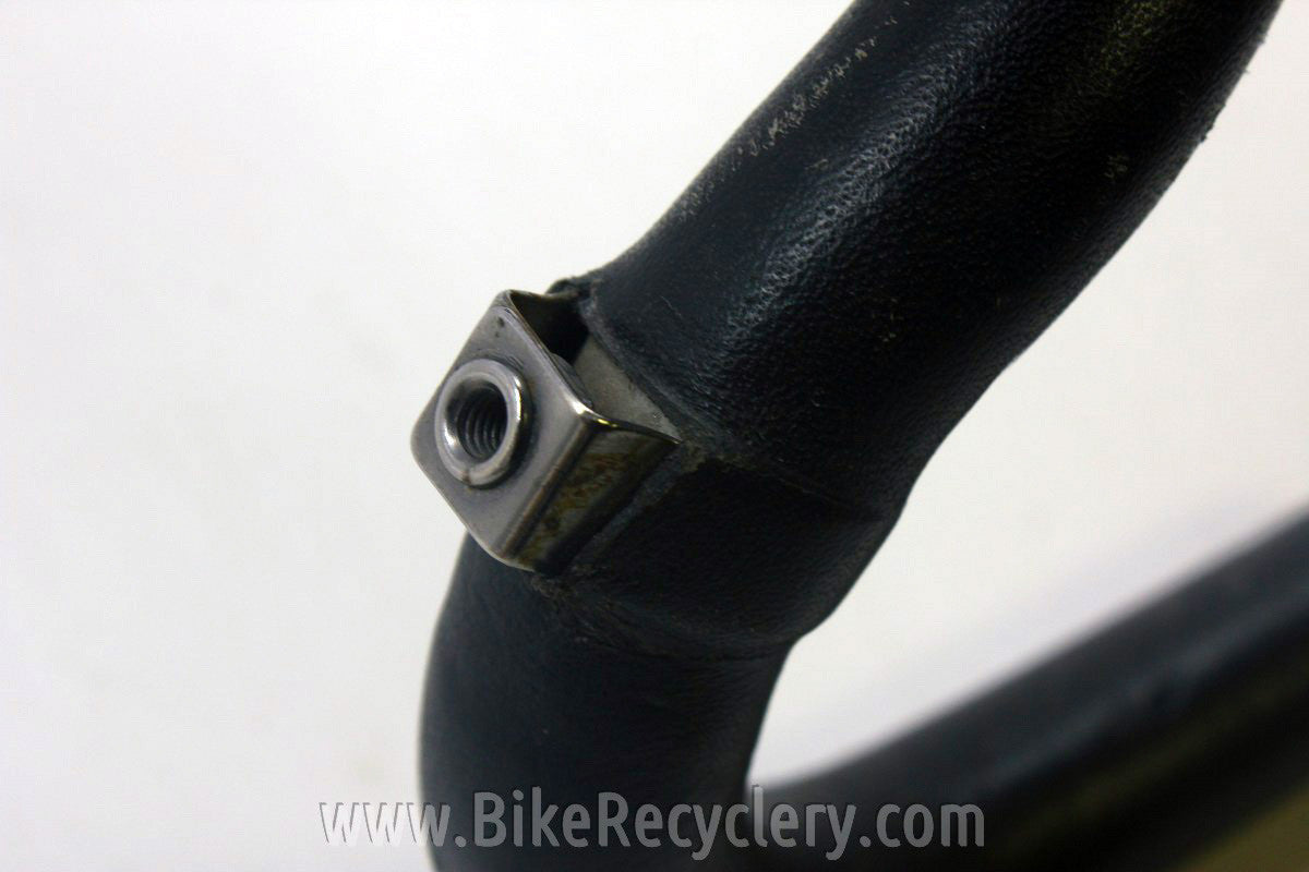 Hand Stitched Leather Handlebar Wrap on 3TTT Competizione, Criterium 90mm Stem Black/Gold