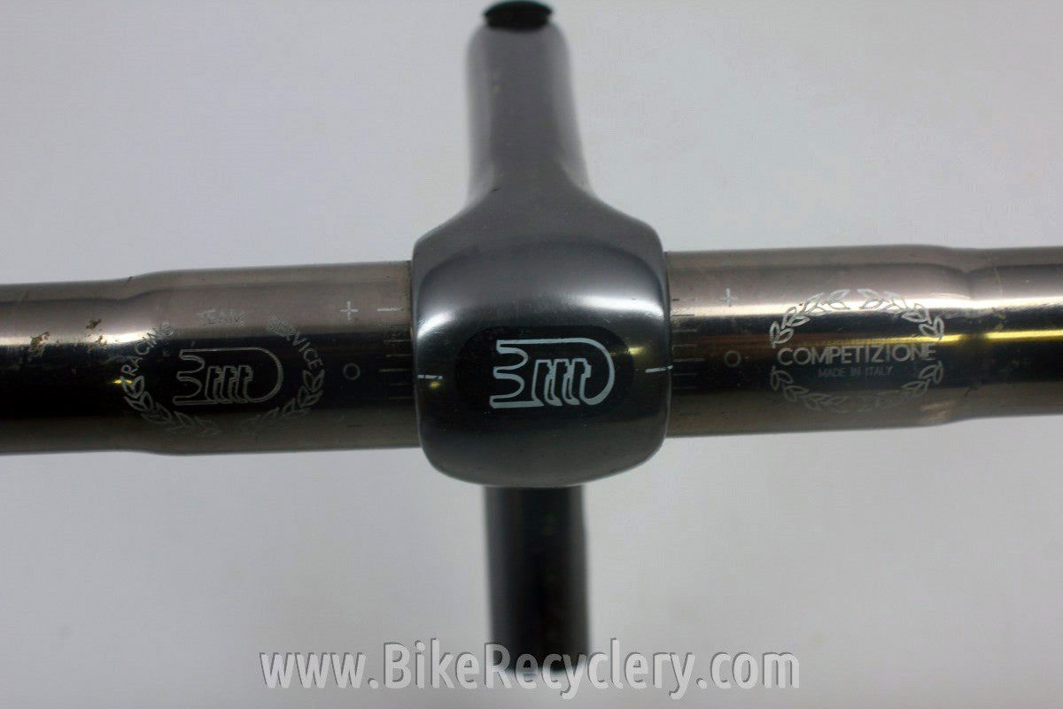 3TTT Gunmetal / Pewter Handlebars & Stem: 44cm Competizione, 110mm Record