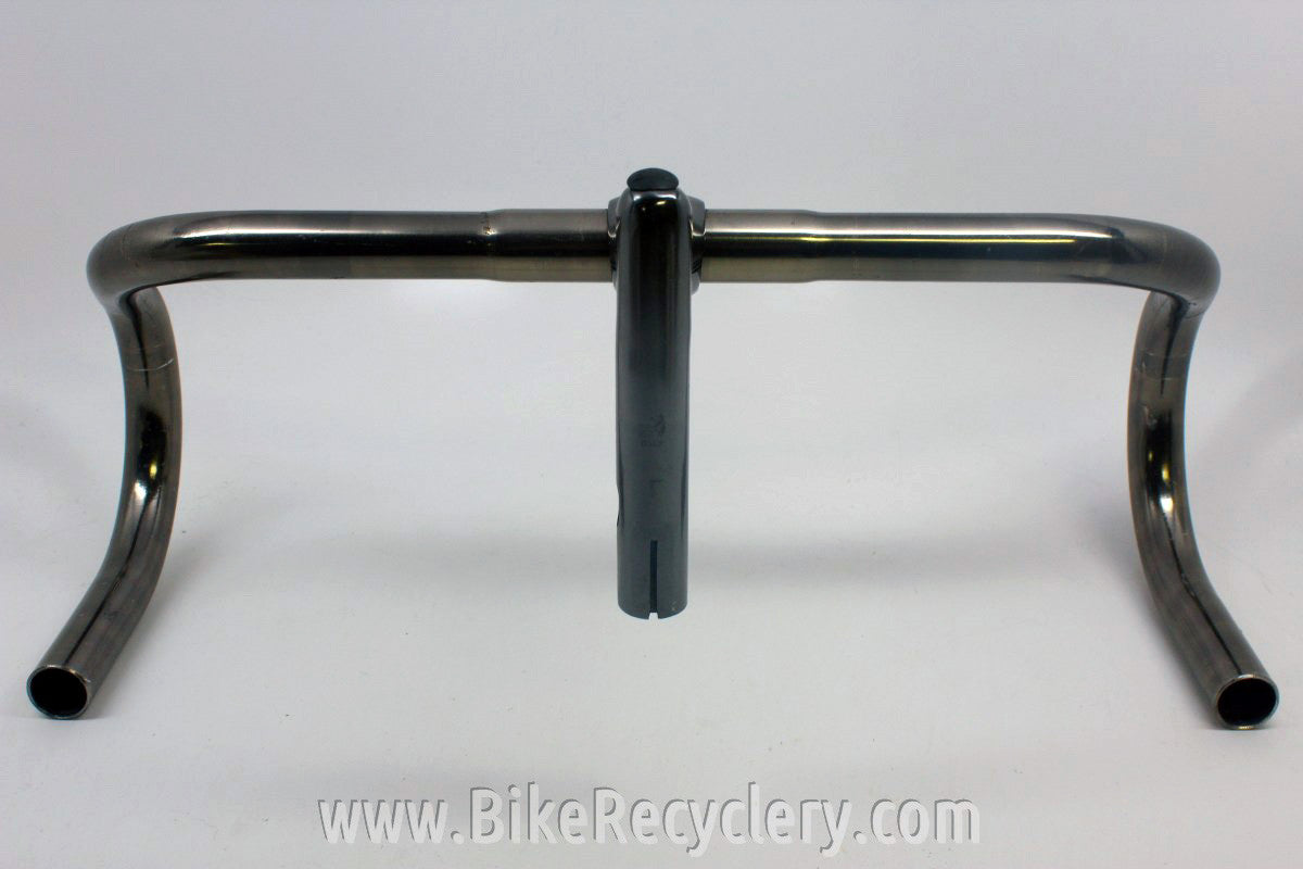 3TTT Gunmetal / Pewter Handlebars & Stem: 44cm Competizione, 110mm Record