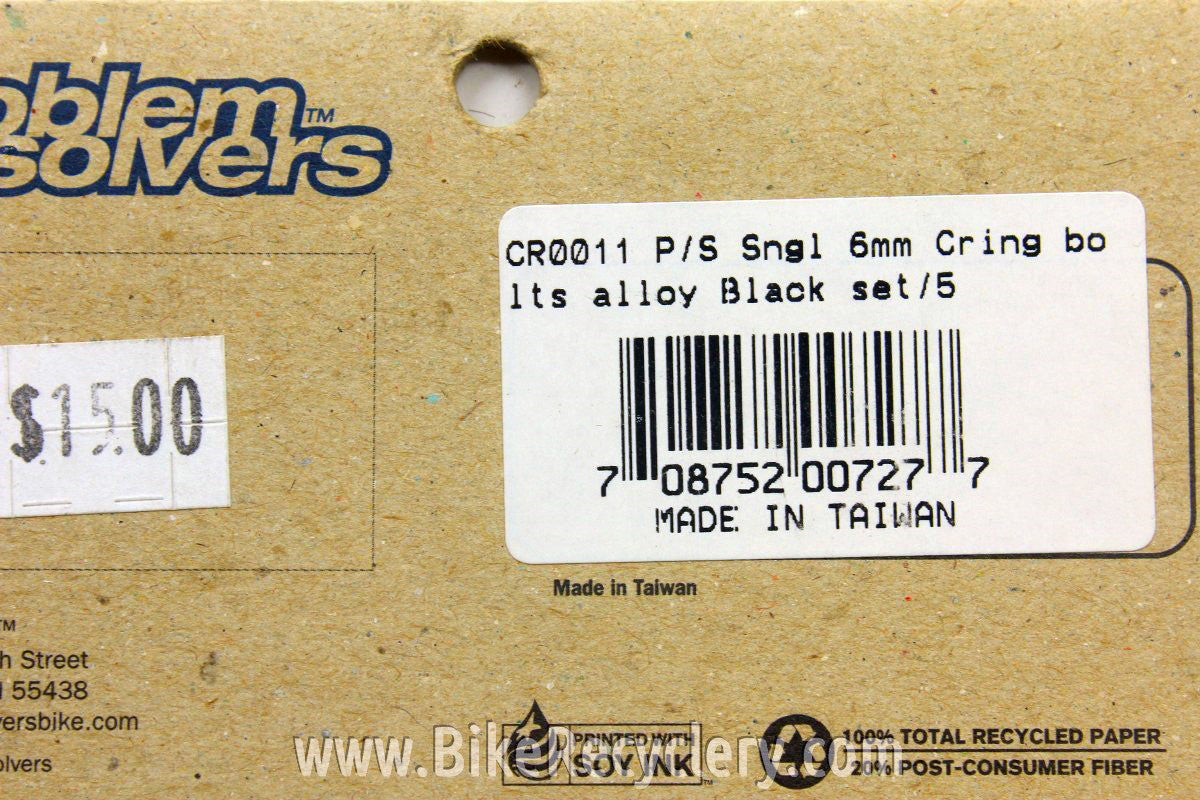 Problem Solvers Singlespeed Chainring Bolts: Alloy, Black
