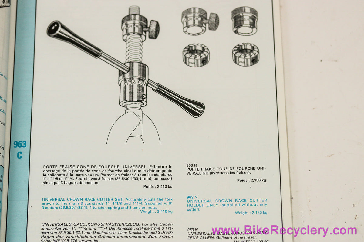 VAR 963 Professional Crown Race Mill / Cutting Tool Set:  (Near Mint)