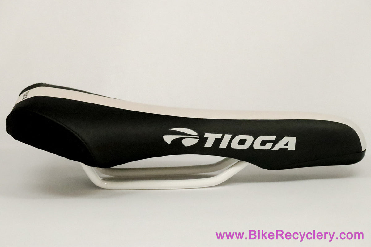 NIB/NOS Tioga Multi Control XL Saddle: DH & Freeride Vintage 2000's - Black w/ White Stripe