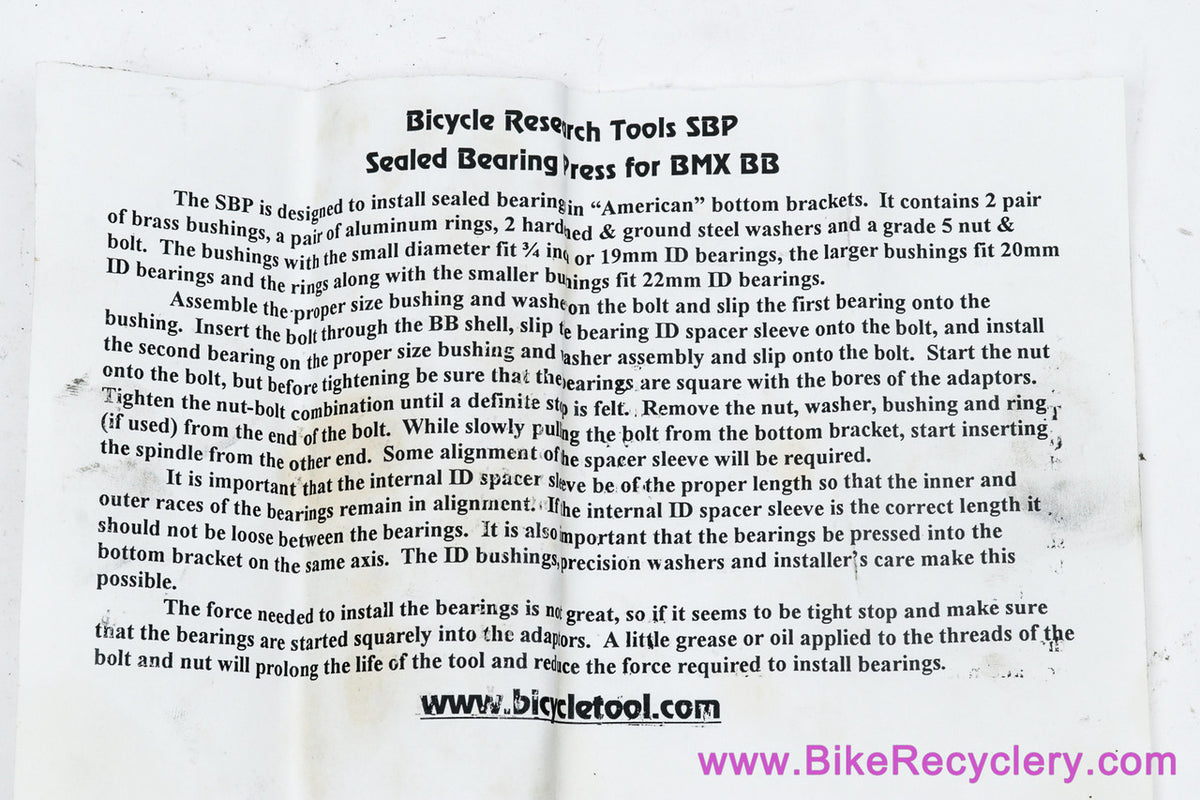 Bicycle Research SBP Sealed Bearing Press: American Bottom Brackets 3/4" + 20mm + 22mm