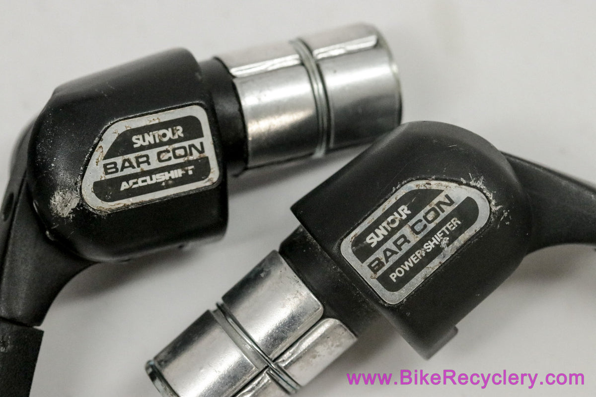 Suntour Accushift SL-BC00 Barcon Bar End Shifters: Retrofriction or 6 Speed Indexed - Black  (EXC)