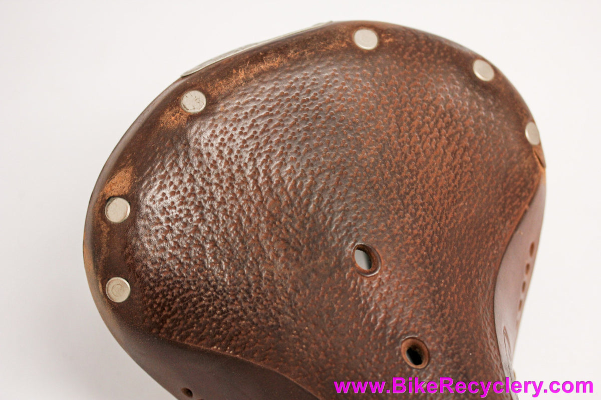 Brooks Flyer B396  Aged Antique Brown Leather Saddle: Textured Top - Laced - Springs