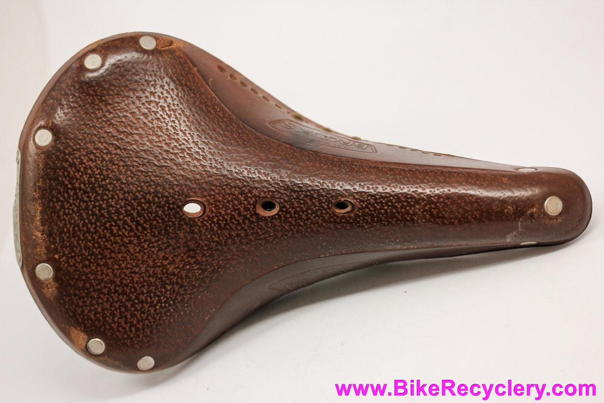 Brooks Flyer B396  Aged Antique Brown Leather Saddle: Textured Top - Laced - Springs