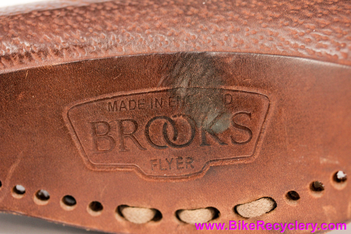 Brooks Flyer B396  Aged Antique Brown Leather Saddle: Textured Top - Laced - Springs