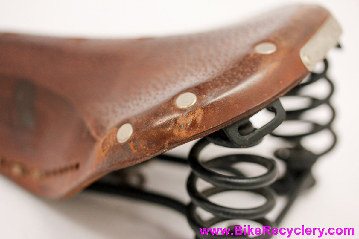 Brooks Flyer B396  Aged Antique Brown Leather Saddle: Textured Top - Laced - Springs