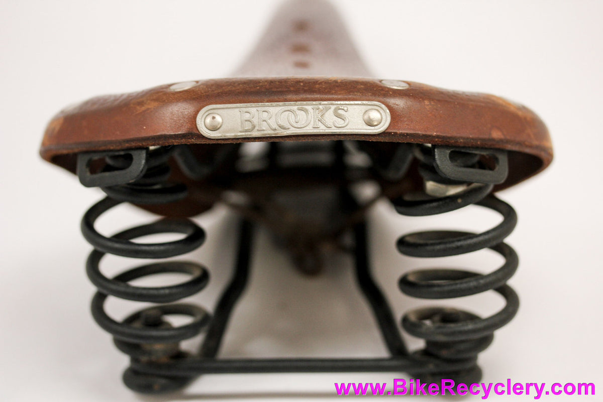Brooks Flyer B396  Aged Antique Brown Leather Saddle: Textured Top - Laced - Springs