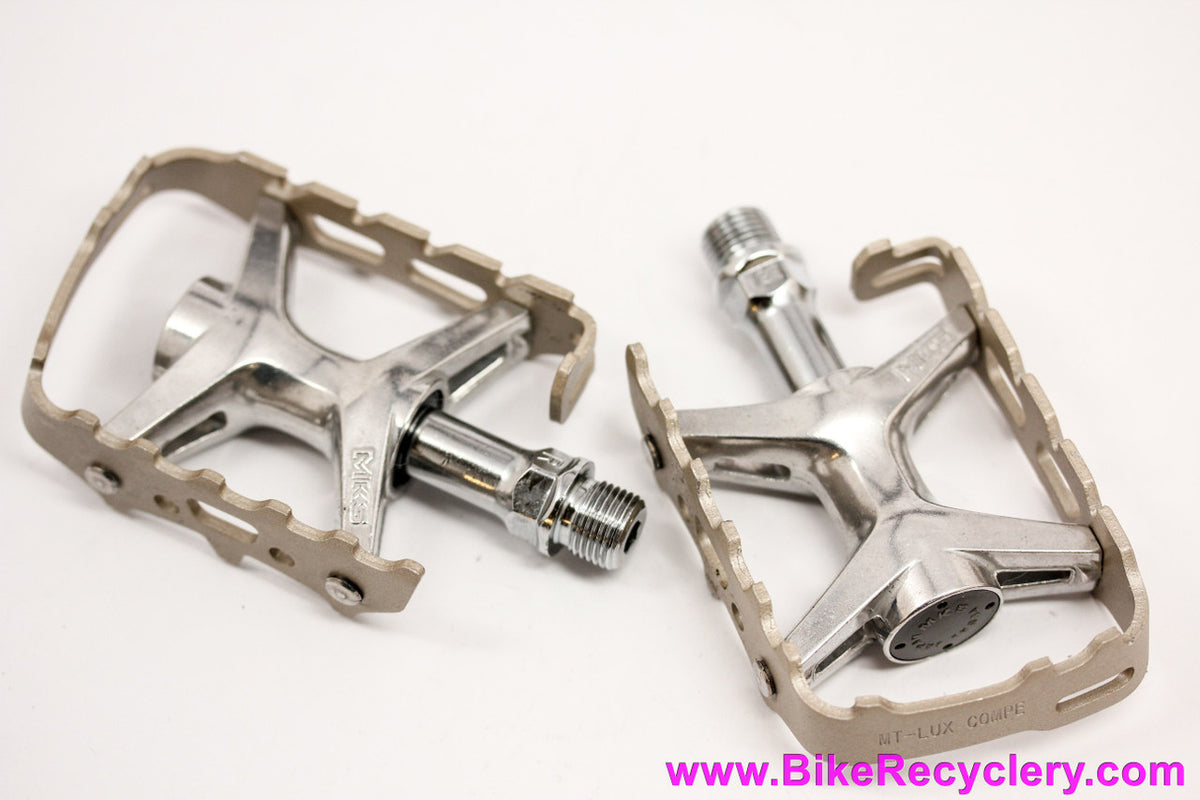 MKS Mt-Lux Compe MTB Flat Pedals: Vintage Style i.e. XC Pro - Champagne (New take-off)