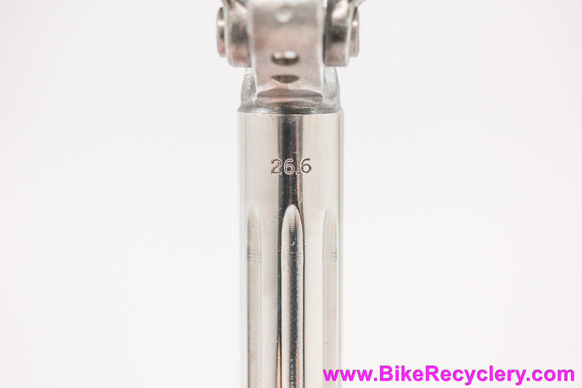 NOS Zeus Criterium New Racer Fluted Seatpost: 26.6mm - Two Bolt - 1st Gen Super Record Clone - High Polish  (Take-Off))