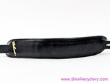 1990's Vintage Gibson x Levy's Leather Guitar Strap: Western Floral Metal Buckles - 2" Shoulder Pad - Black (EXC+ Amazing Patina)