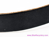 1990's Vintage Gibson x Levy's Leather Guitar Strap: Western Floral Metal Buckles - 2" Shoulder Pad - Black (EXC+ Amazing Patina)