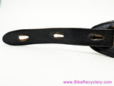 1990's Vintage Gibson x Levy's Leather Guitar Strap: Western Floral Metal Buckles - 2" Shoulder Pad - Black (EXC+ Amazing Patina)
