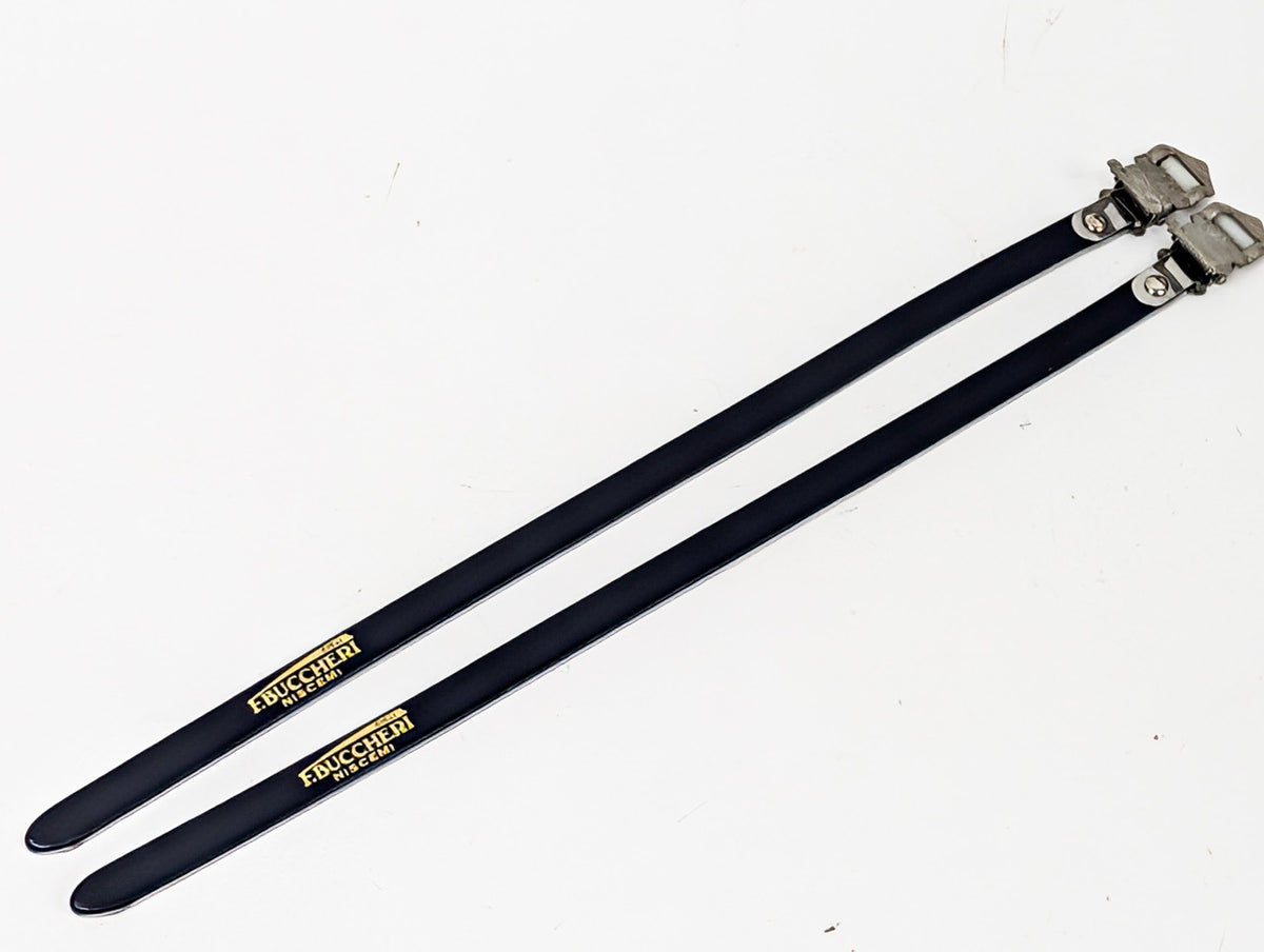 NOS Vintage Italian Bierreci BRC Leather Toe Straps: Black - 1970s 1980's
