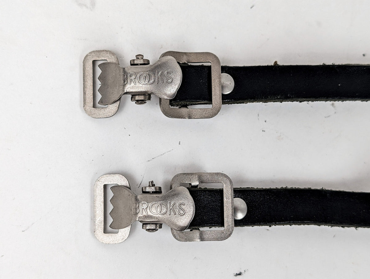 Brooks 1930's Leather Toe Straps: Black - Vintage-Look / Modern Production (LOW Miles Near Mint+)