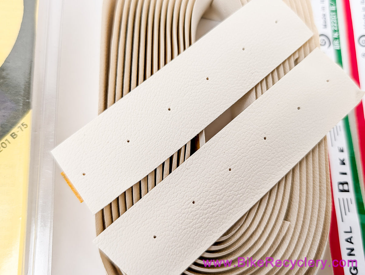 NOS/NIB 1980's Ambrosio Bike Ribbon PERFORATED Professional Bar Tape: Ivory White - Faux Leather