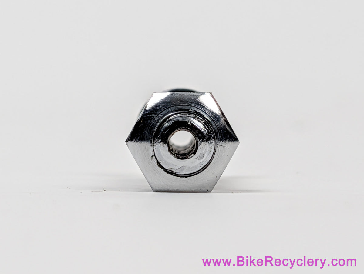 Quill Stem Bar Clamp Bolt + Nut: Drilled/Hollow! Chrome - 7.95mm x 33mm (MINT, NOS?) Vintage 1940's 1950's 1960's