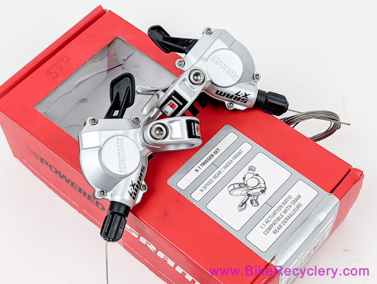 NIB/NOS SRAM X7 Trigger Shifters: 2/3 x 9 Speed - Silver (Pair, NEW)
