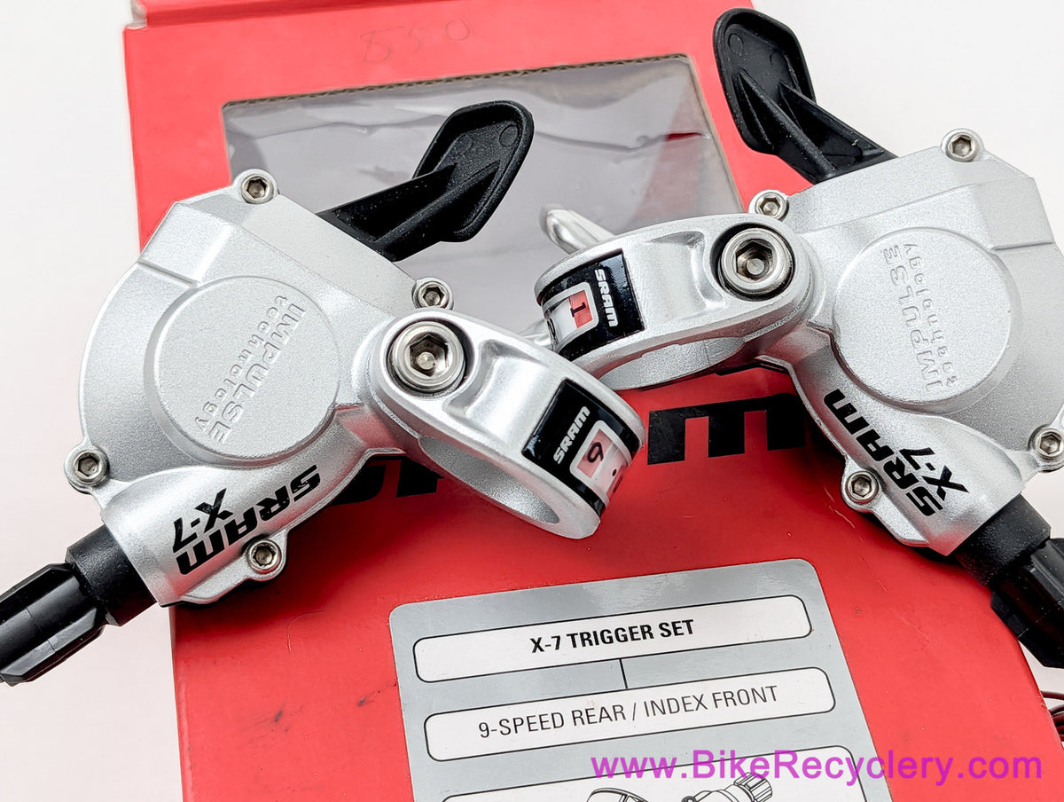 NIB/NOS SRAM X7 Trigger Shifters: 2/3 x 9 Speed - Silver (Pair, NEW)
