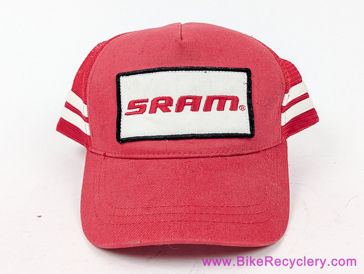 SRAM Red Trucker Snapback Hat: Red + White Stripe + Patch (NEW)