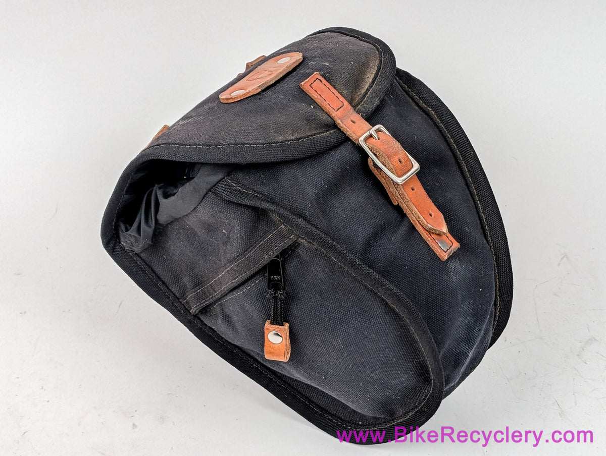 Acorn Saddlebag Medium: Black Waxed Canvas & Leather (Near Mint)