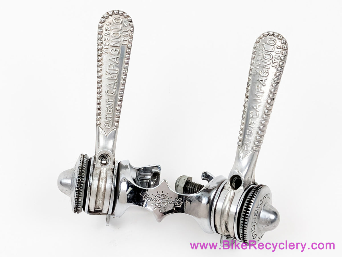 Campagnolo Nuovo Gran Sport Downtube Shifters: #1014/1 - 1974-1983 - Twin Downtube Clamp - Knurled Nuts (Near Mint+)