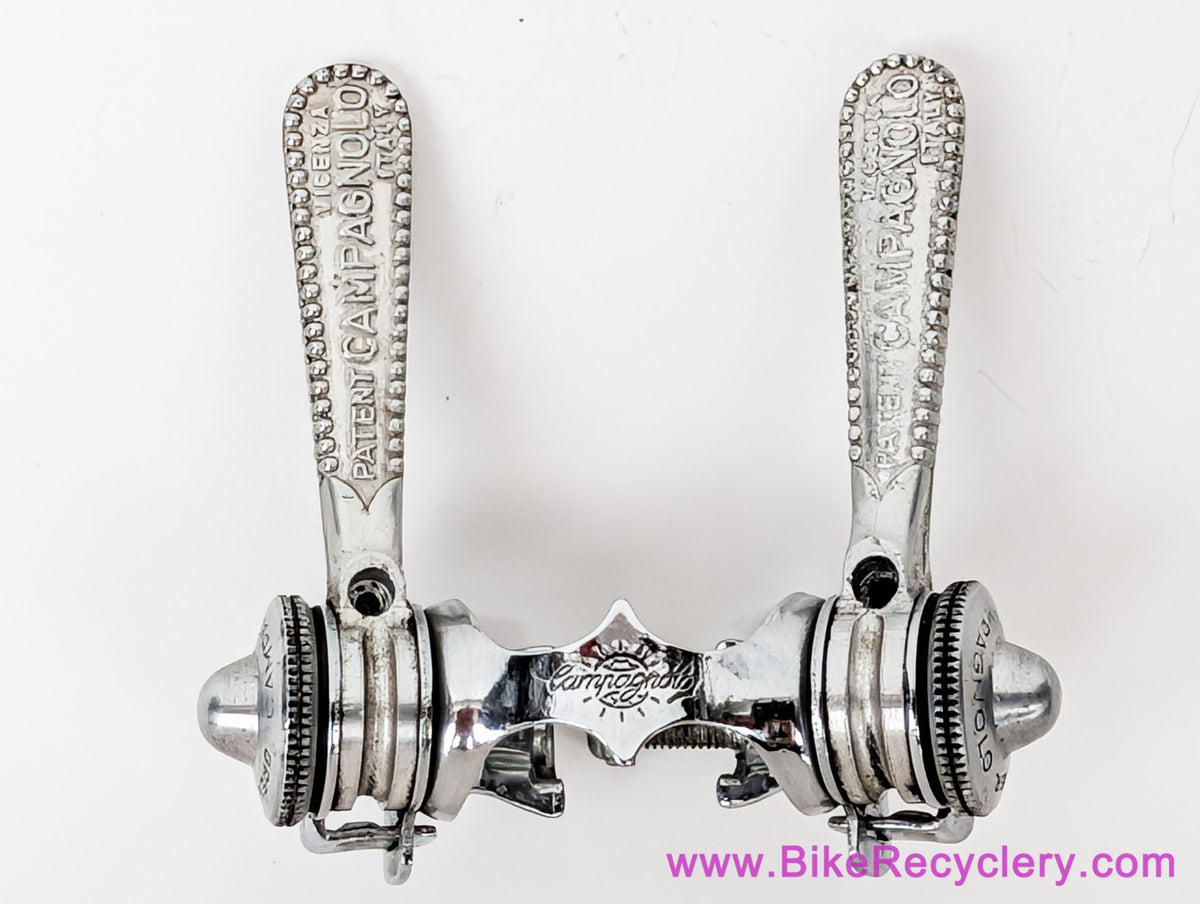 Campagnolo Nuovo Gran Sport Downtube Shifters: #1014/1 - 1974-1983 - Twin Downtube Clamp - Knurled Nuts (Near Mint+)