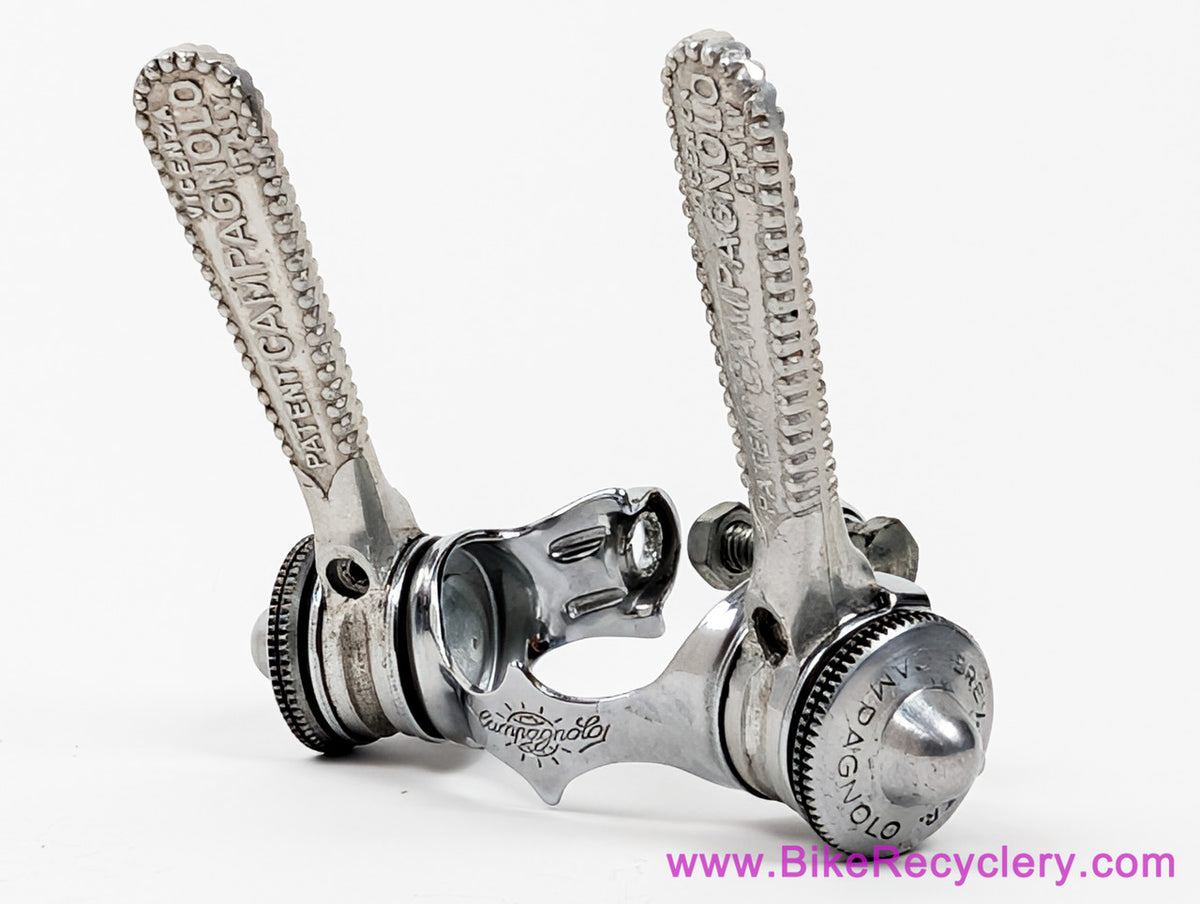 Campagnolo Nuovo Gran Sport Downtube Shifters: #1014/1 - 1974-1983 - Twin Downtube Clamp - Knurled Nuts (Near Mint+)