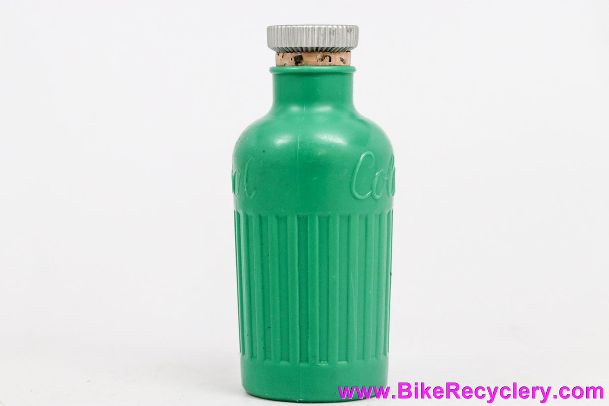 NOS Coloral Water Bottle: Green Ribbed Plastic - Cork Top - 1940's 1950's 1960's